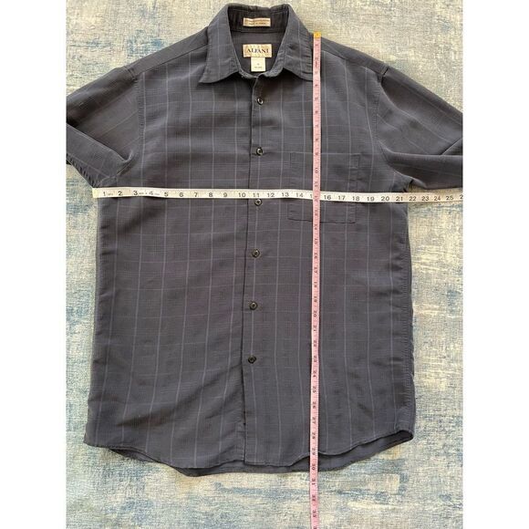 Alfani Blue Jacquard Plaid Long Sleeve Button Down Shirt Small - Picture 5 of 5